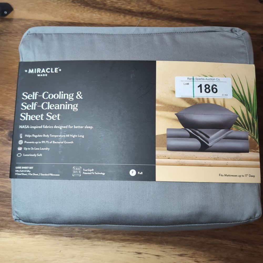 Miracle Made Full Luxe Sateen Sheet Set Self-Cooling Silver Infused Grey 4pc